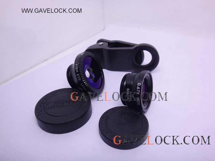 Universal 3 In 1 Clip-on Fish Eye Macro Wide Angle Mobile Phone Lens Camera Kit for iPhone 4 5 6 Samsung S4 S5 Note2 3
